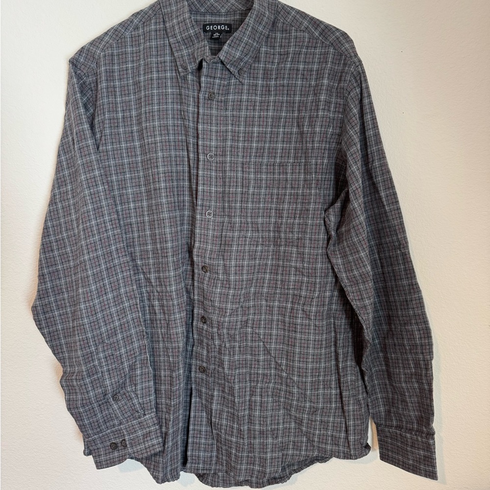 George Gray Plaid Casual Button Down Shirt